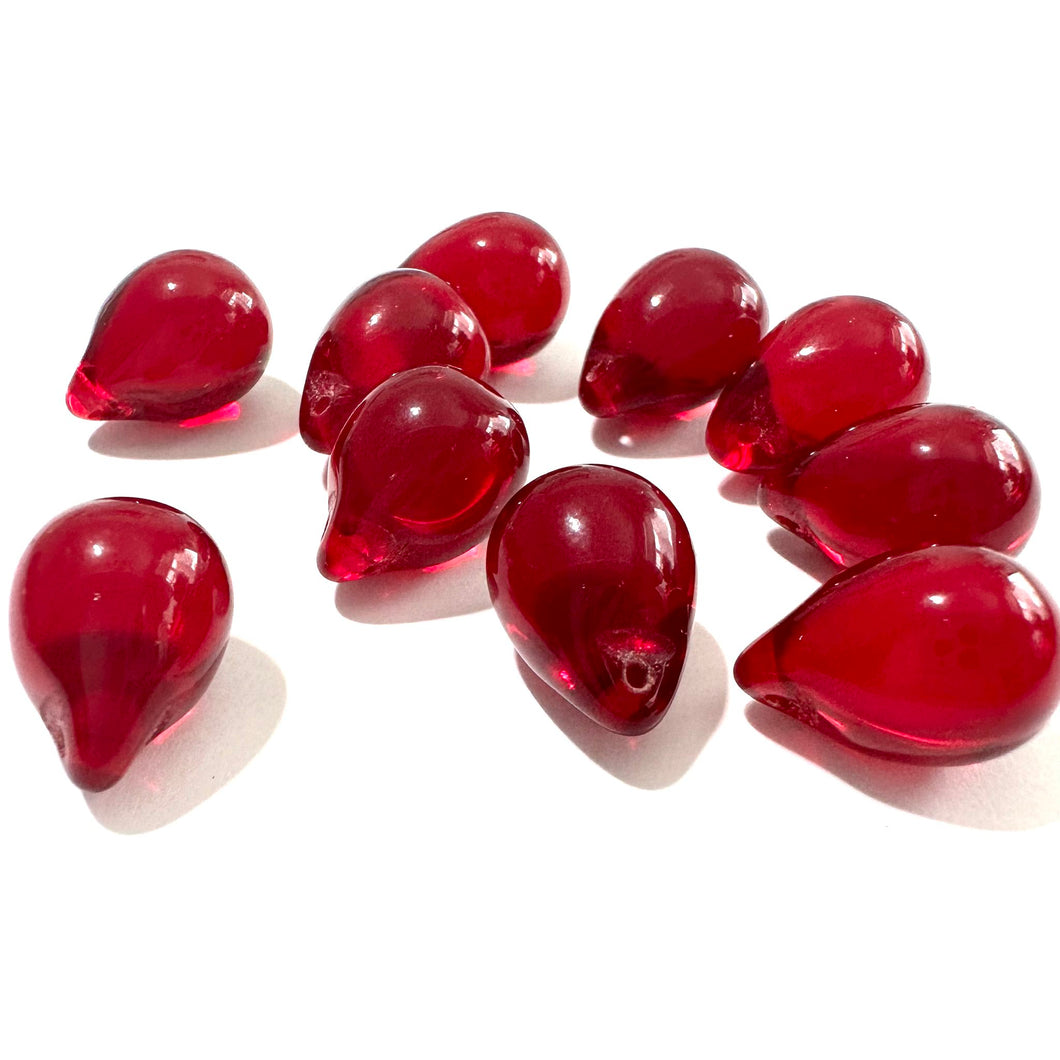 9x13mm Drop Transparent Ruby Red