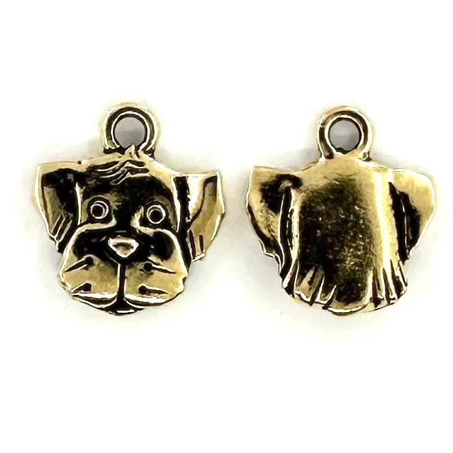 Puppy Face Charm Gold Plated