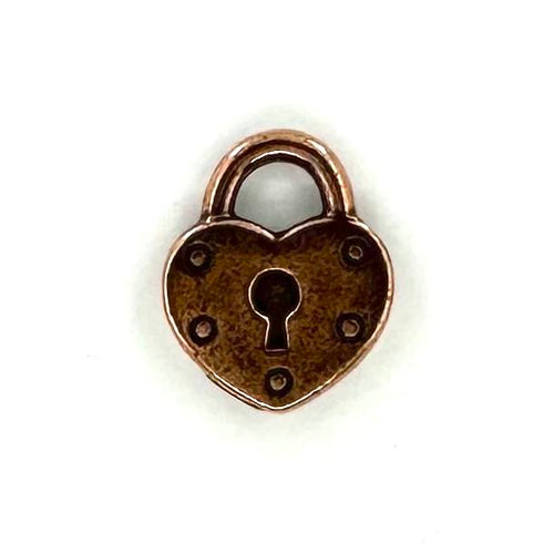 Heart Lock Charm Antique Copper Plated