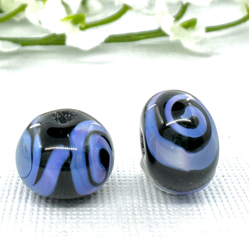 Black with Periwinkle Spiral