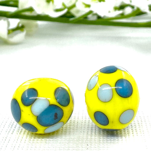 Bright Yellow with Blue and Turquoise Dots