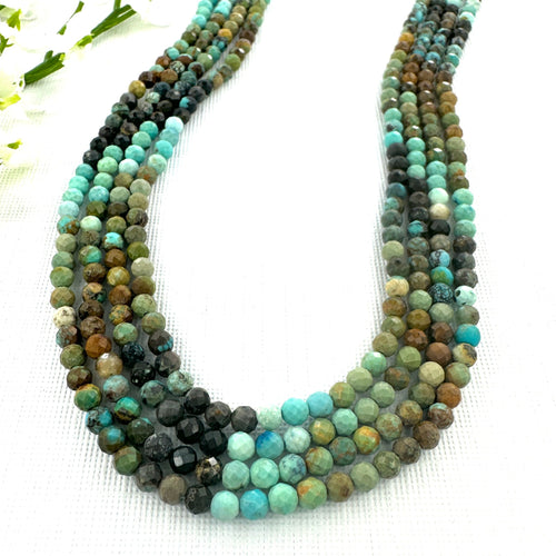 Color Banded Turquoise 3.5mm Faceted Round