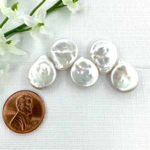 White Freshwater Pearl 13x14mm Coin with Tail