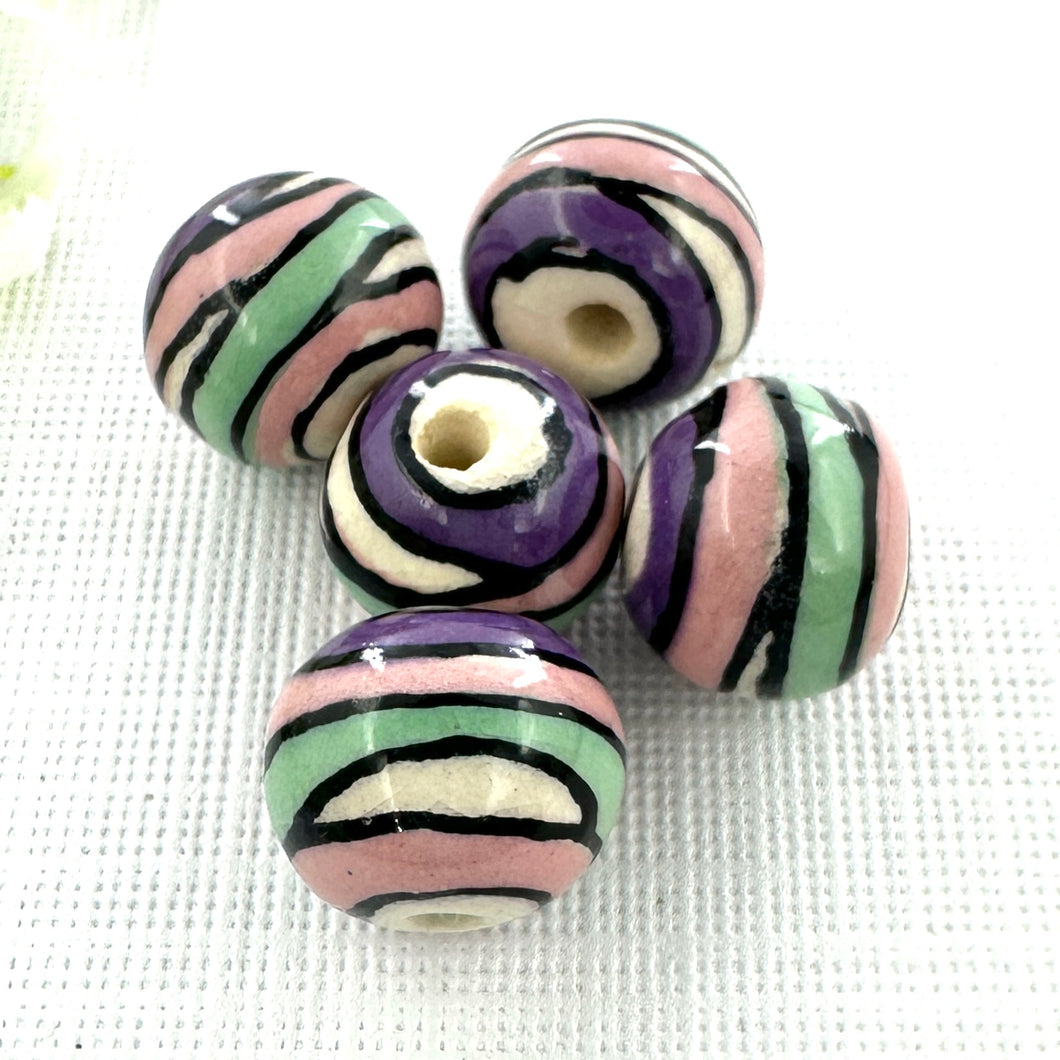 12mm Sweet Pea Colored Ceramic Bead