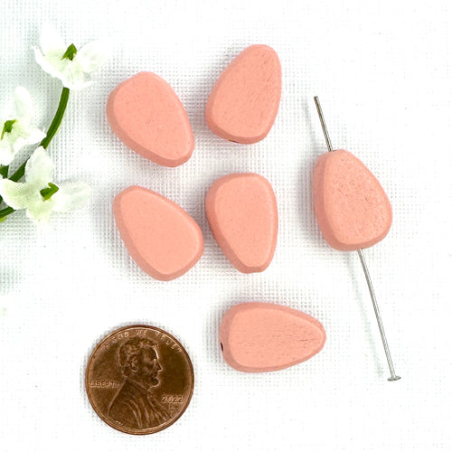 Pink Wood 12x18mm Teardrop Bead - 20 Pieces