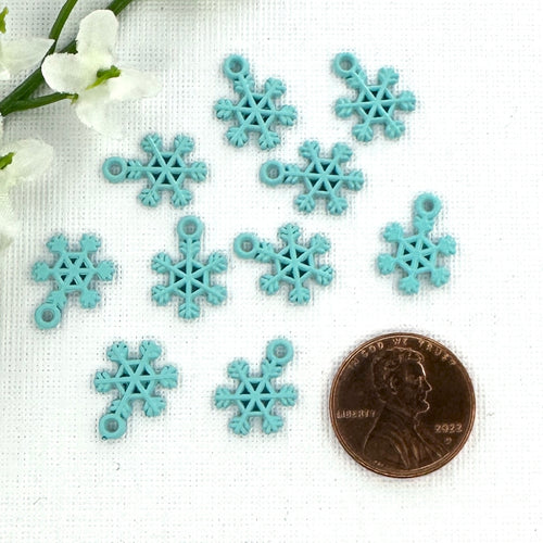 Light Blue Snowflake 10x14mm Charm – 10 Pieces