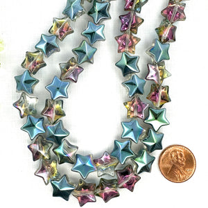 Glass Star Electroplated Blue Rainbow