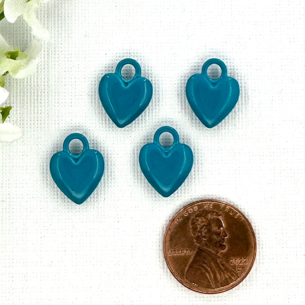 Teal Heart 11x14.5mm Charm – 4 Pieces