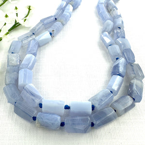 Blue Lace Agate 8x10mm Faceted Tube