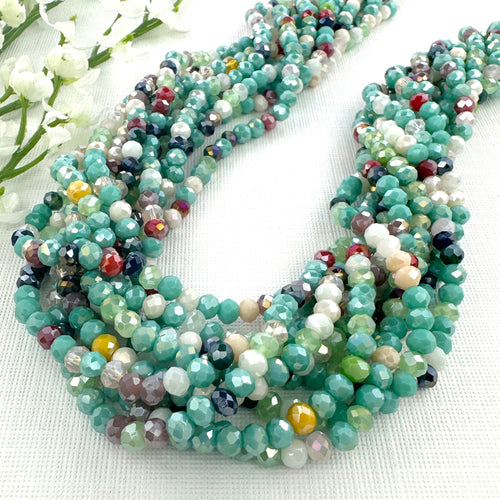 Turquoise Treasures Mix 4x4.5mm Faceted Glass