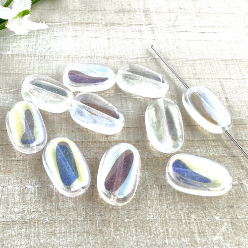 14x8mm Wavy Oval Crystal AB -10 beads