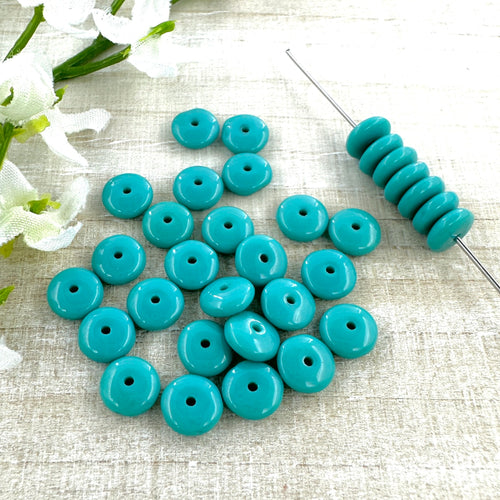 Opaque Turquoise 6x2mm Disc Spacer - 100 beads