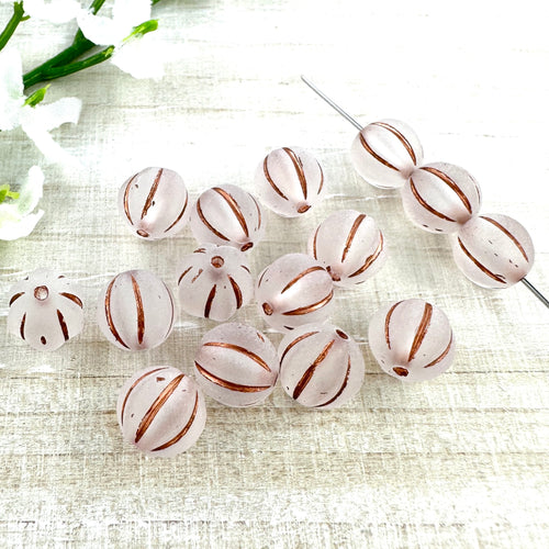 Matte Crystal with Copper Wash 8mm Melon - 15 beads