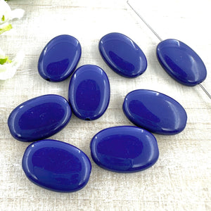 Opaque Cobalt Blue 10x16mm Flat Oval - 15 beads