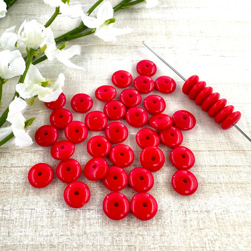 Opaque Red 6x2mm Disc Spacer - 100 beads
