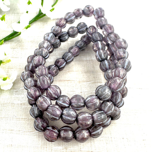6mm Large Hole Melon Thistle with Silver Wash