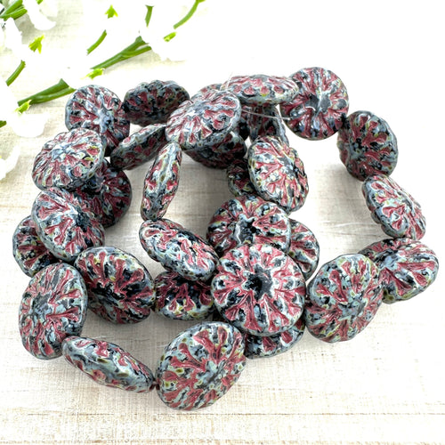 14mm Dahlia Black with Heavy Grey Picasso Finish and Red Wash