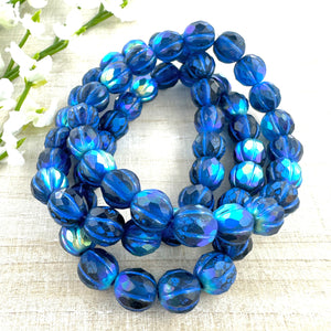 8mm Faceted Melon Sapphire with Matte, AB, and Indigo Finishes