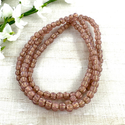 3mm Melon Dark Dusty Rose with a Gold Wash