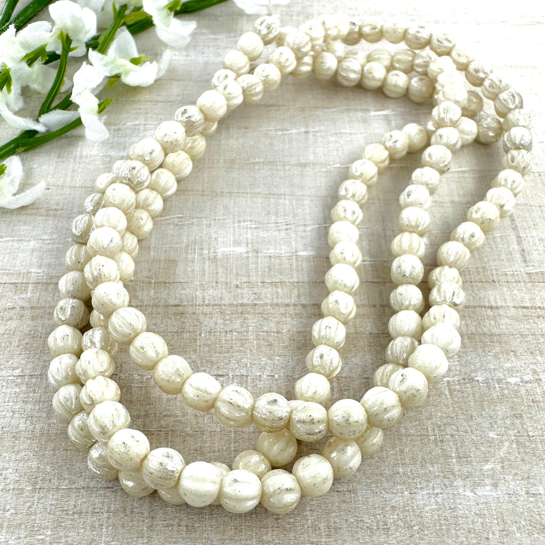 4mm Melon Ivory with Mercury Finish