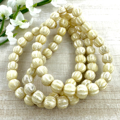 5mm Melon Yellow Ivory with Mercury Finish