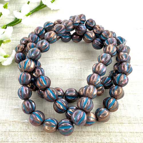 6mm Melon Metallic Bronze with Turquoise Wash