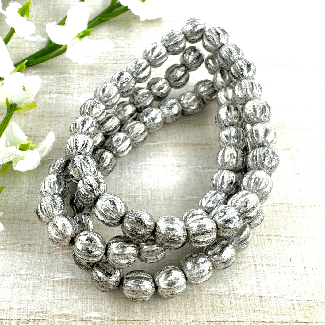 5mm Melon Antique Silver