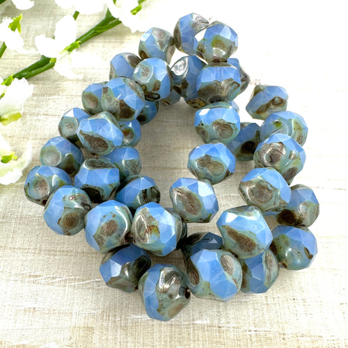 8mm Baroque Beads Cornflower with Picasso Finish
