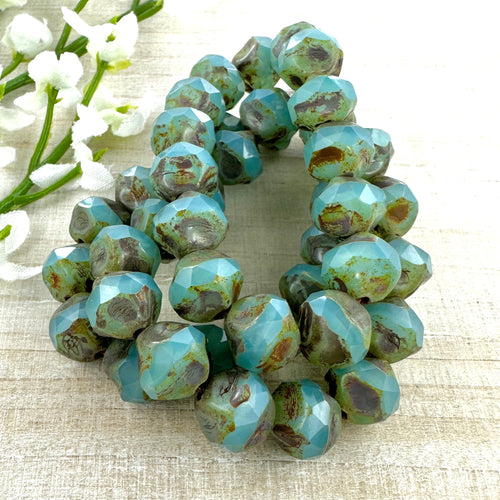 8mm Baroque Beads Sea Green with Picasso Finish
