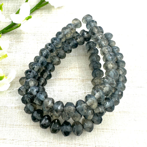 3x5mm Rondelle Light Grey and Charcoal Grey with Matte and Silver Finishes