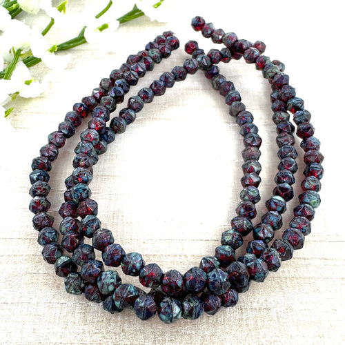 4mm English Cut Ruby Red with Picasso Finish