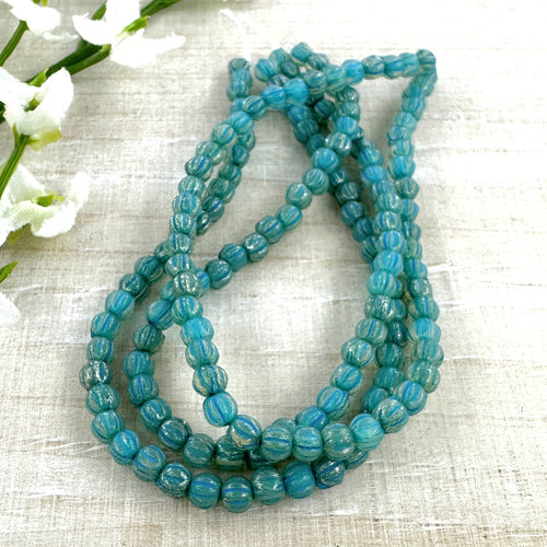 3mm Melon Turquoise with Mercury Finish