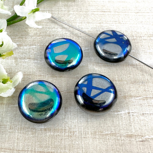 15mm Coin Blue Metallic Tie Dye