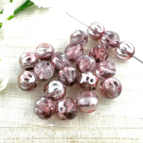 8mm Melon Pink with Silver and Metallic Pink Finish