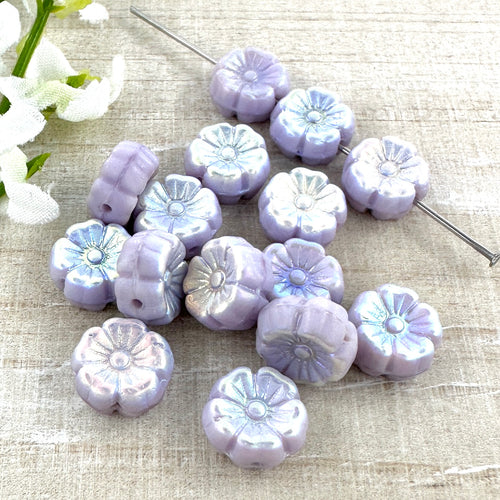 8mm Hibiscus Lavender with AB Finish