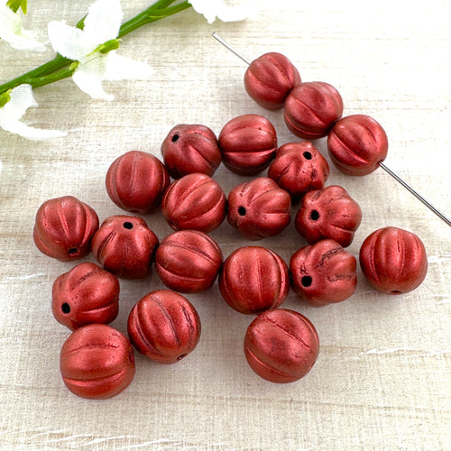 8mm Melon Matte Metallic Brick Red
