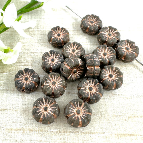 8mm Hibiscus Matte Charcoal with Copper Wash