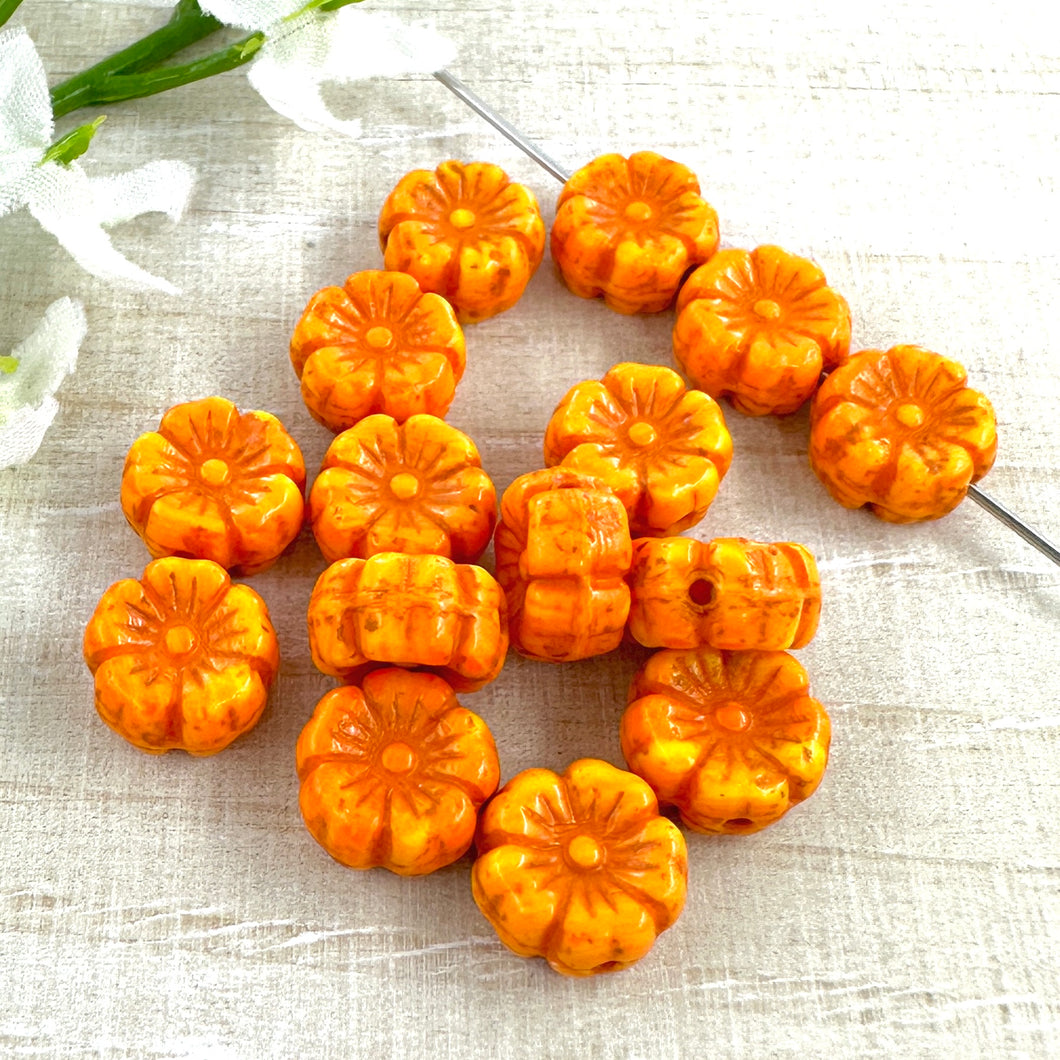 8mm Hibiscus Bright Orange Blend with Tan Wash