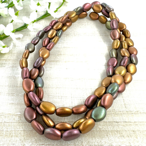 6x8mm Oval Matte Metallic Mix