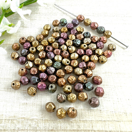 4mm Rustic Round Matte Metallic Mix