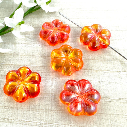 15mm Puffed Daisy Watermelon and Orange AB