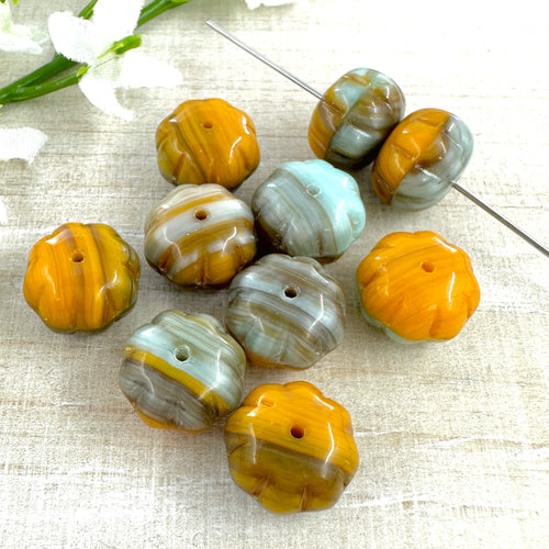 8x11mm Pumpkin Orange, Brown, and Pale Sea Green