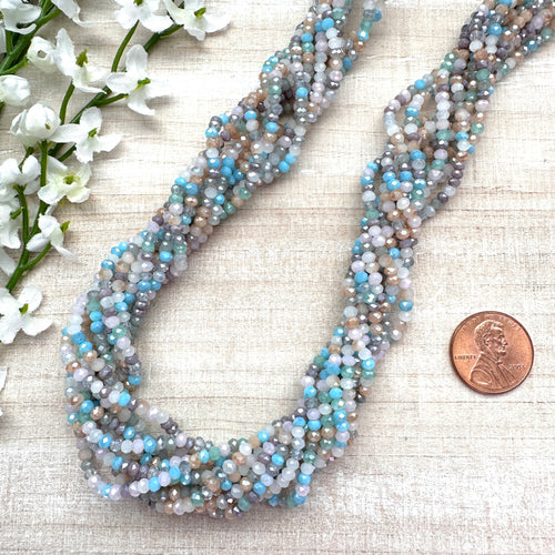 Bohemian Pastel Mix 3x2.5mm Faceted Glass