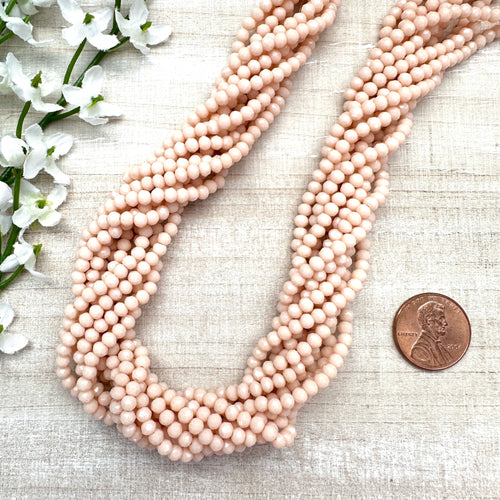 Opaque Peach 3.5x3mm Faceted Glass