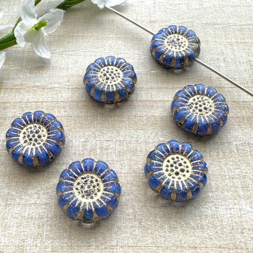 13mm Sunflower Royal Blue Silk with Gold Wash 