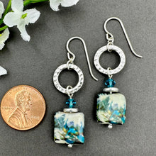 Load image into Gallery viewer, Teal Abstract Earrings
