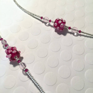 Long Necklace with Pink Czech Glass Bead