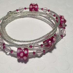 Long Necklace with Pink Czech Glass Bead