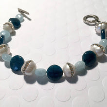 Load image into Gallery viewer, Apatite, Aquamarine, and Freshwater Pearls with Rhinestones
