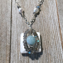 Load image into Gallery viewer, Mother of Pearl, Aquamarine, and Labordorite Necklace

